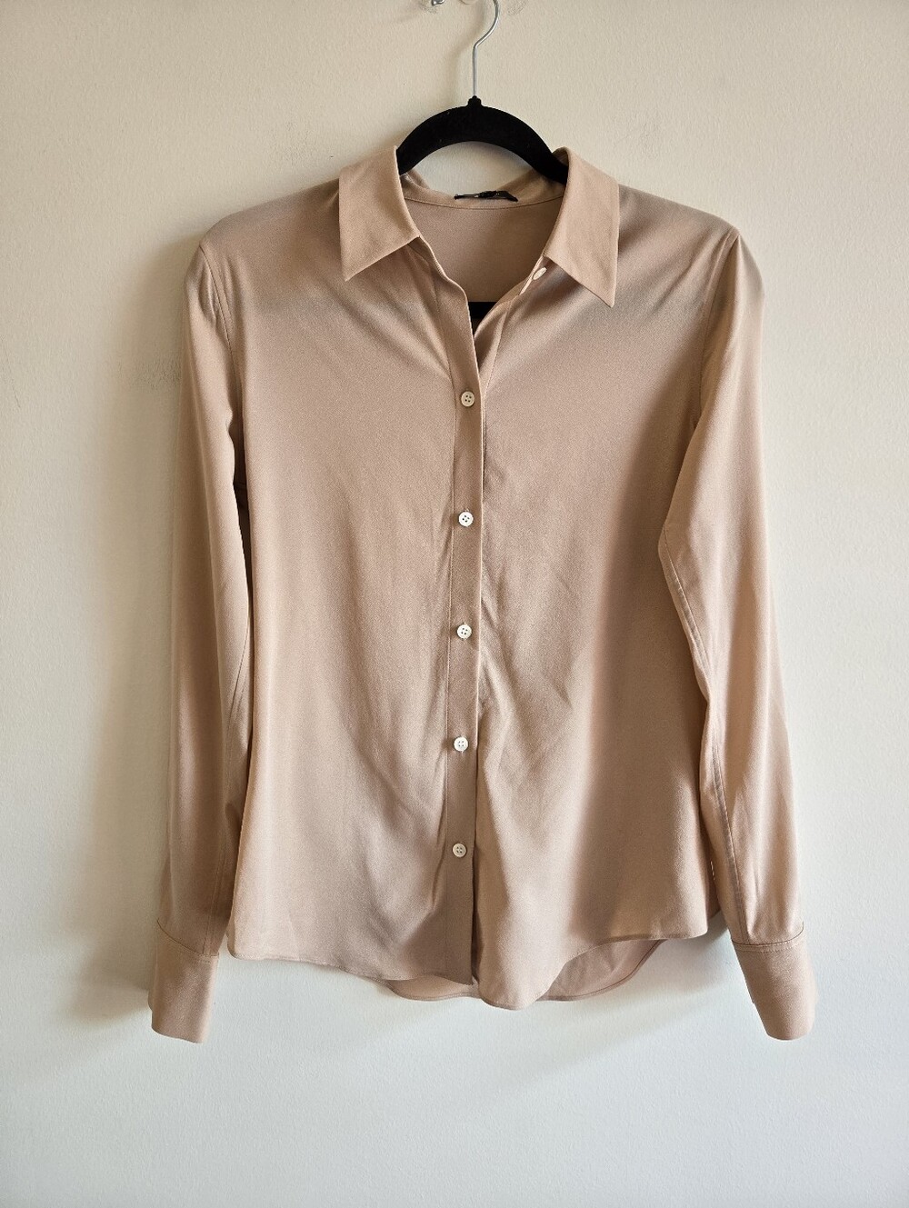 THEORY I US S Silk Button Down Blouse I light beige pink